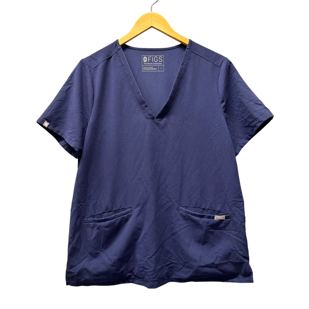 FIGS Scrub Top Womens Large L‎ Casma Navy Blue Medical Uniform Short Sleeve